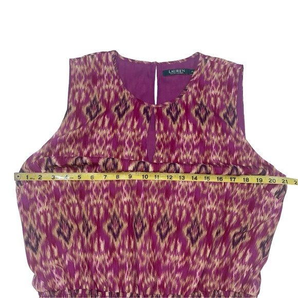 Lauren Ralph Lauren Sleeveless Pink/Tan Aztec Tribal Print Smocked Dress Sz XL - Picture 8 of 11